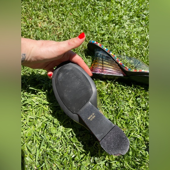 Y2K Vintage Clear Rainbow Heel with Checkerboard Footbed - Picture 7 of 13